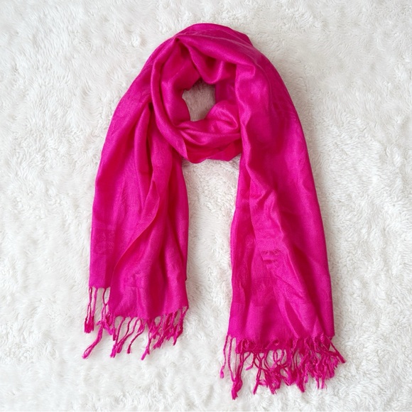 pashmina Accessories - Pashmina Woman Pink Pashmina & Silk Bled Scarf Classic Luxury Feminine Luxury